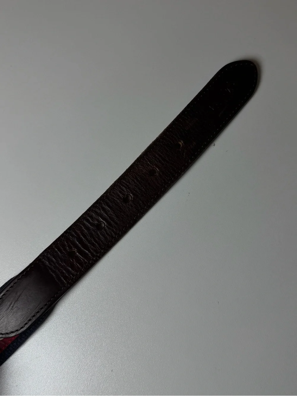 Vineyard Vines 30W Burgundy Elephant Canvas Belt with Brown Leather Brass Buckle